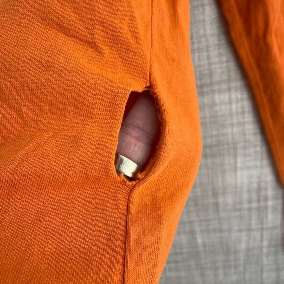 Off White Distressed long sleeve shirt Mens M Orange 3767 - Picture 2 of 11